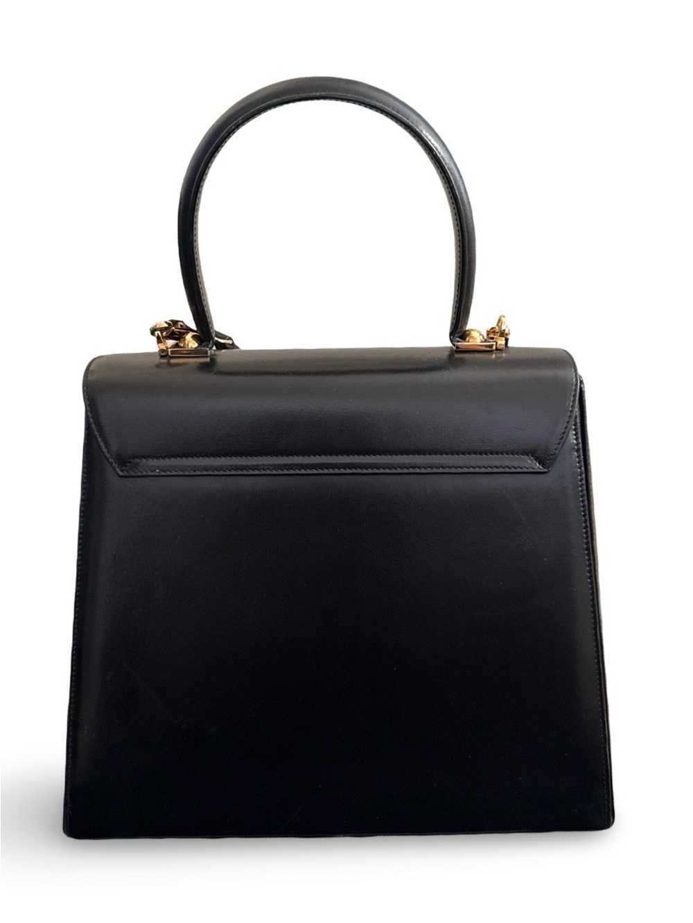 Salvatore Ferragamo Vintage Gancini Top Handle Bag Black Leather Gold Hardware - Picture 5 of 14
